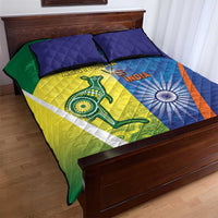 Australia And India Cricket Quilt Bed Set Ashoka Chakra With Aboriginal - Wonder Print Shop