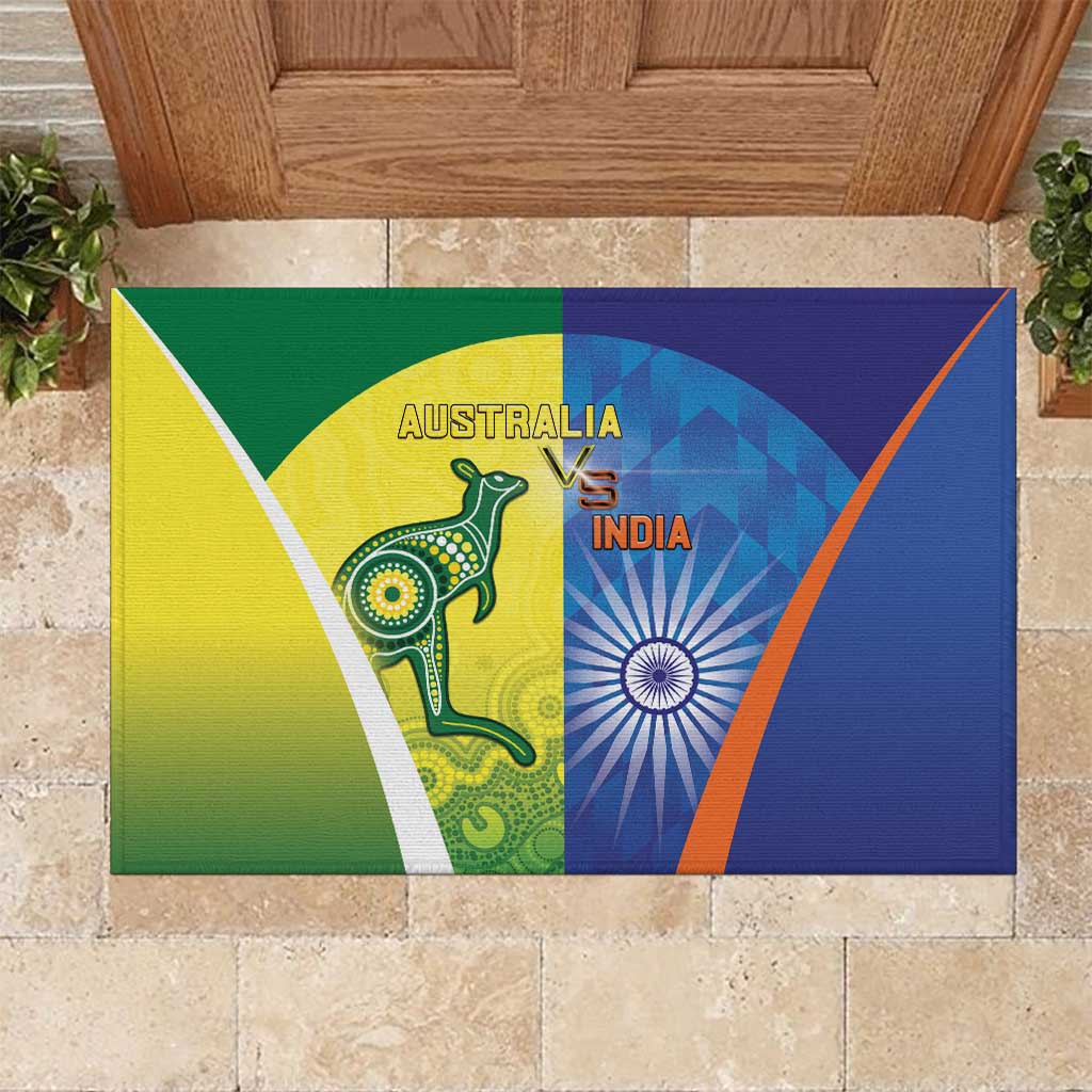 Australia And India Cricket Rubber Doormat Ashoka Chakra With Aboriginal - Wonder Print Shop