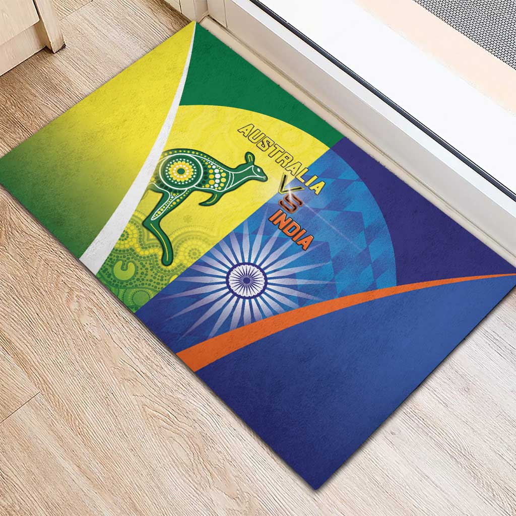 Australia And India Cricket Rubber Doormat Ashoka Chakra With Aboriginal - Wonder Print Shop