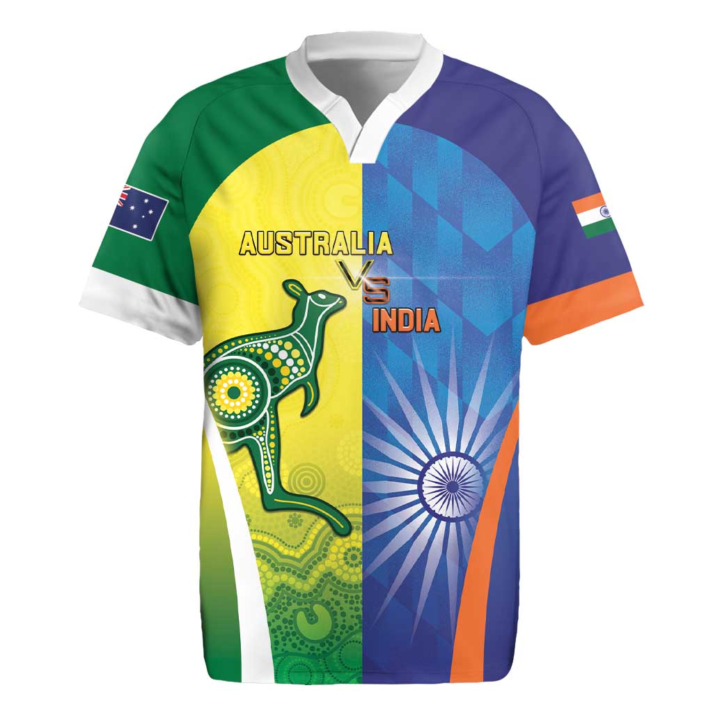 Custom Australia And India Cricket Rugby Jersey Ashoka Chakra With Aboriginal - Wonder Print Shop