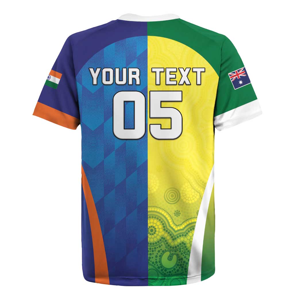 Custom Australia And India Cricket Rugby Jersey Ashoka Chakra With Aboriginal - Wonder Print Shop