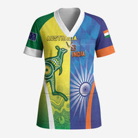 Custom Australia And India Cricket Scrub Top Ashoka Chakra With Aboriginal - Wonder Print Shop