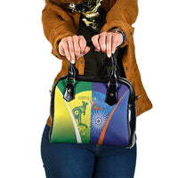 Australia And India Cricket Shoulder Handbag Ashoka Chakra With Aboriginal - Wonder Print Shop