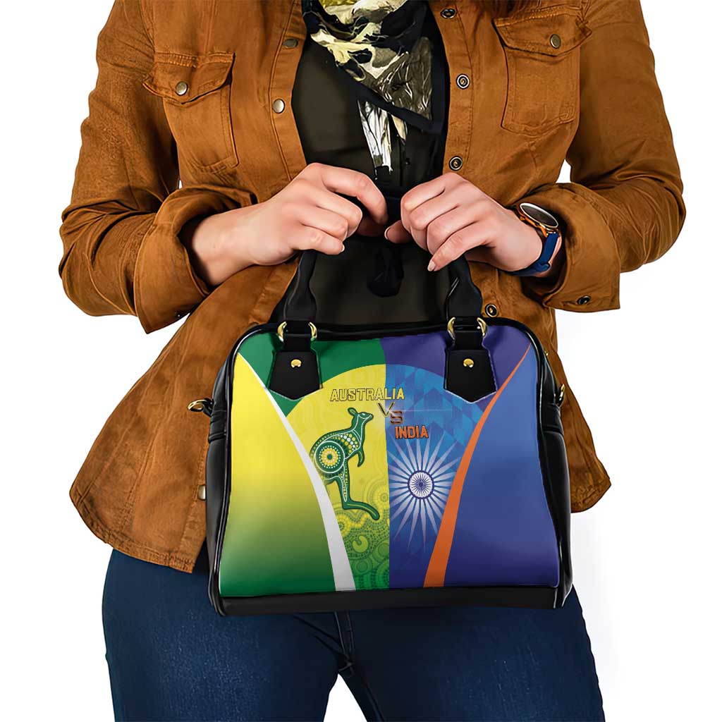 Australia And India Cricket Shoulder Handbag Ashoka Chakra With Aboriginal - Wonder Print Shop