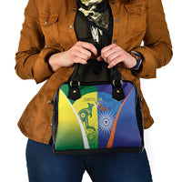 Australia And India Cricket Shoulder Handbag Ashoka Chakra With Aboriginal - Wonder Print Shop
