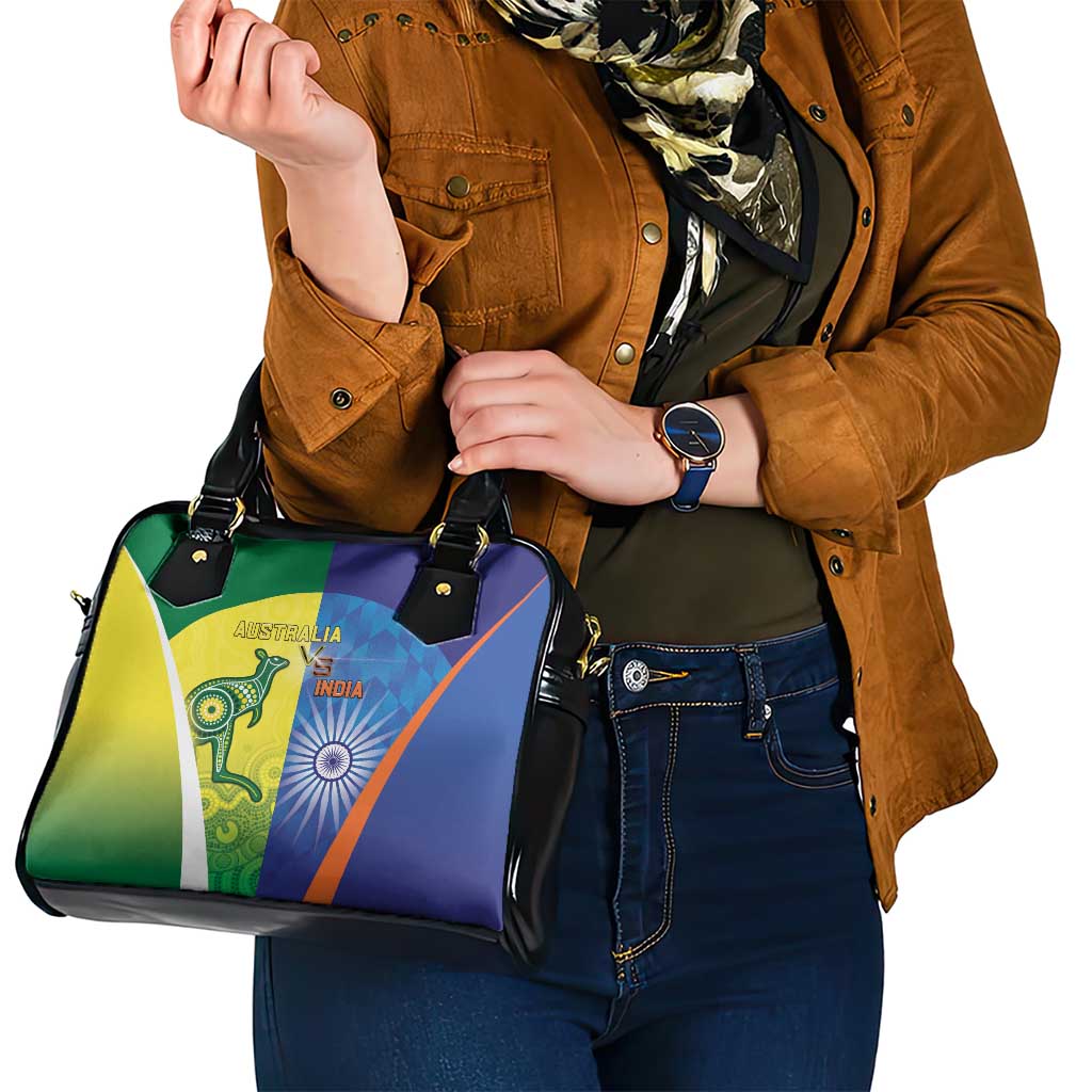 Australia And India Cricket Shoulder Handbag Ashoka Chakra With Aboriginal - Wonder Print Shop
