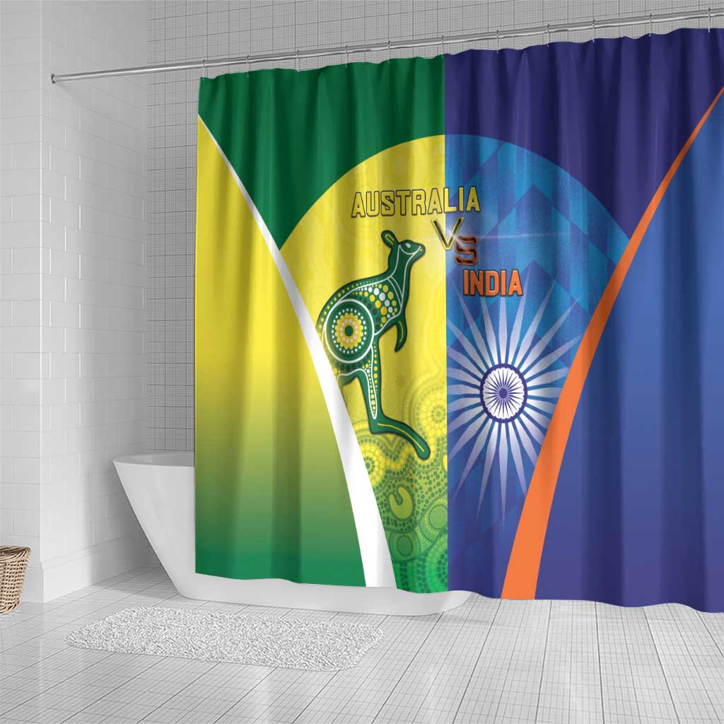 Australia And India Cricket Shower Curtain Ashoka Chakra With Aboriginal - Wonder Print Shop