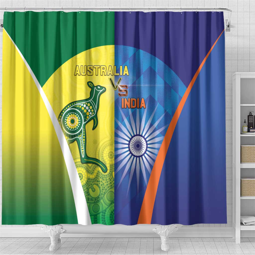 Australia And India Cricket Shower Curtain Ashoka Chakra With Aboriginal - Wonder Print Shop