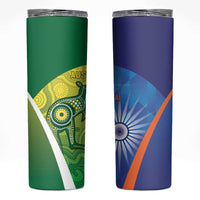 Australia And India Cricket Skinny Tumbler Ashoka Chakra With Aboriginal - Wonder Print Shop