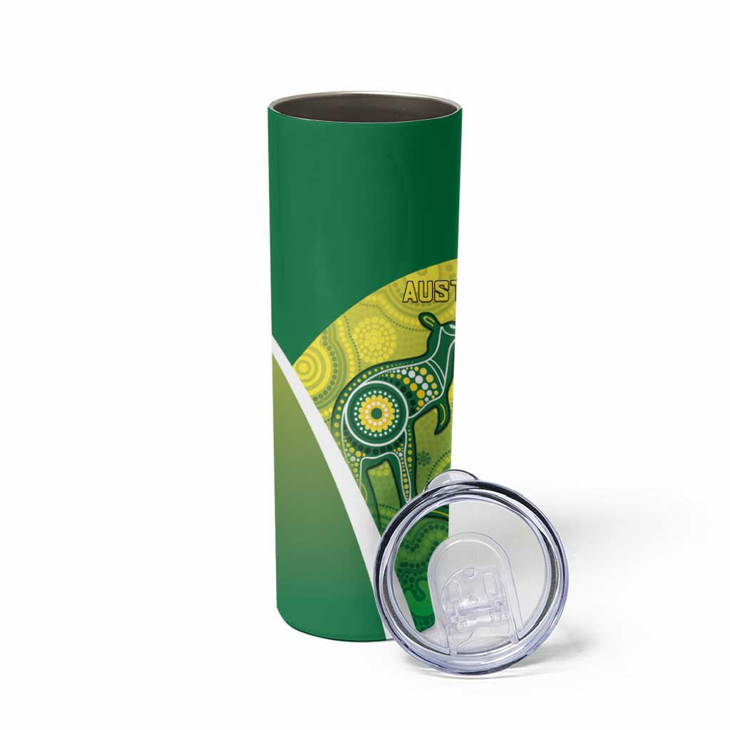 Australia And India Cricket Skinny Tumbler Ashoka Chakra With Aboriginal - Wonder Print Shop