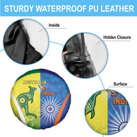 Australia And India Cricket Spare Tire Cover Ashoka Chakra With Aboriginal - Wonder Print Shop