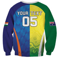Custom Australia And India Cricket Sweatshirt Ashoka Chakra With Aboriginal - Wonder Print Shop