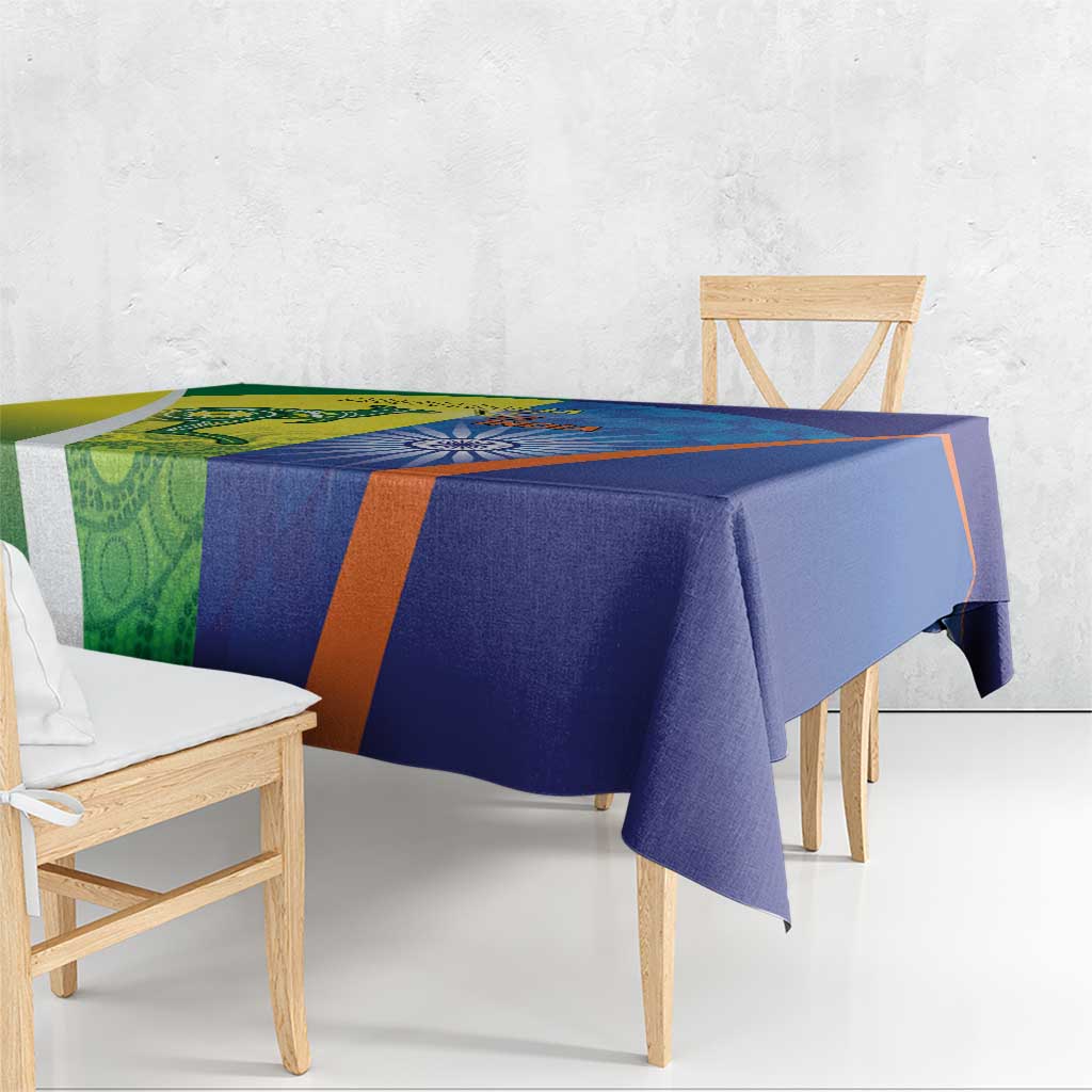 Australia And India Cricket Tablecloth Ashoka Chakra With Aboriginal - Wonder Print Shop