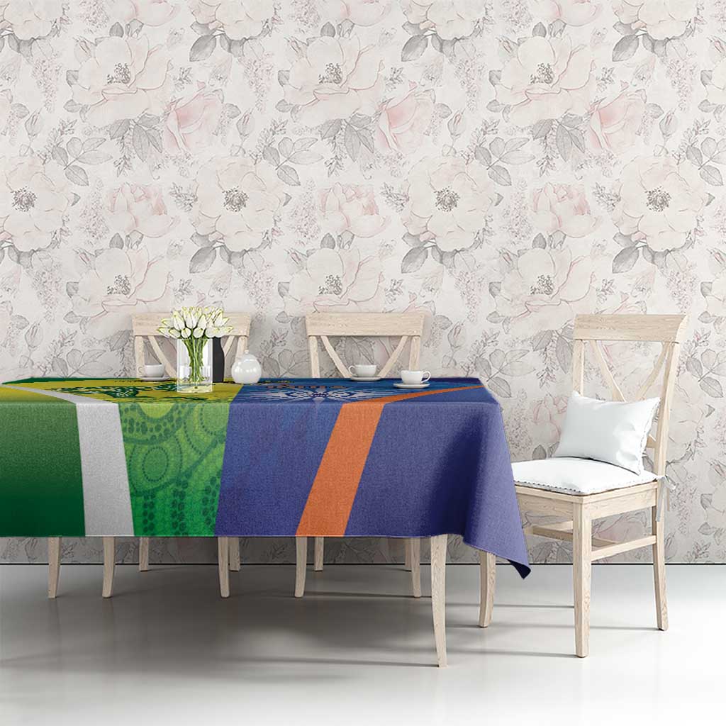 Australia And India Cricket Tablecloth Ashoka Chakra With Aboriginal - Wonder Print Shop