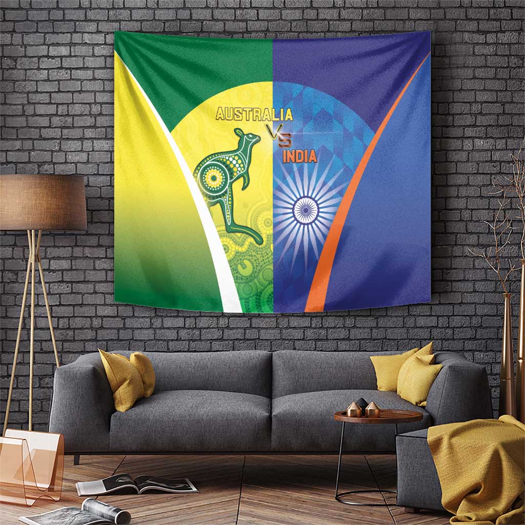 Australia And India Cricket Tapestry Ashoka Chakra With Aboriginal - Wonder Print Shop
