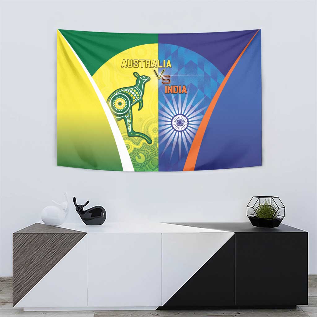 Australia And India Cricket Tapestry Ashoka Chakra With Aboriginal - Wonder Print Shop