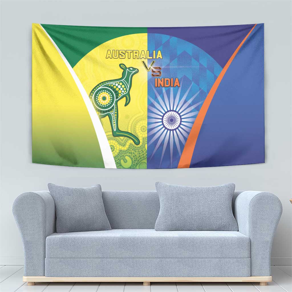 Australia And India Cricket Tapestry Ashoka Chakra With Aboriginal - Wonder Print Shop