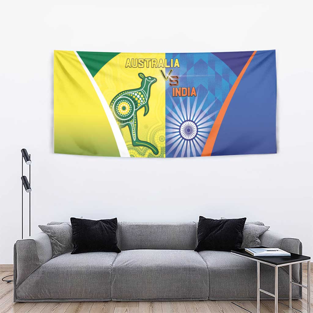 Australia And India Cricket Tapestry Ashoka Chakra With Aboriginal - Wonder Print Shop