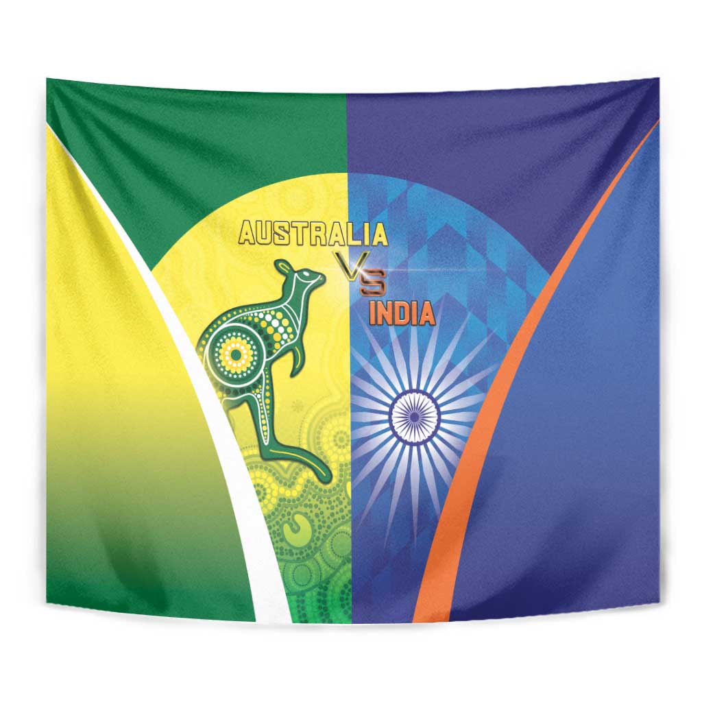 Australia And India Cricket Tapestry Ashoka Chakra With Aboriginal - Wonder Print Shop