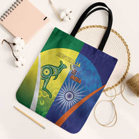 Australia And India Cricket Tote Bag Ashoka Chakra With Aboriginal - Wonder Print Shop
