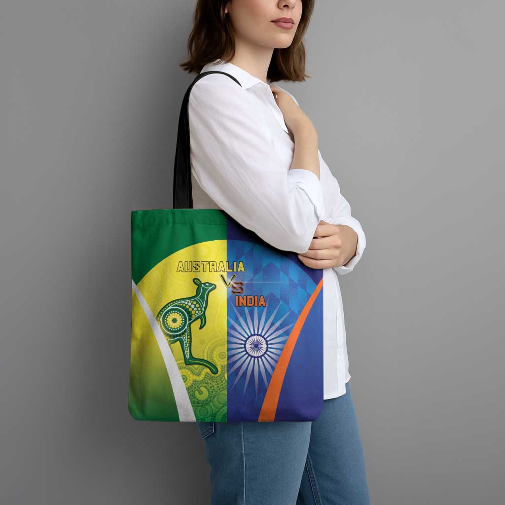 Australia And India Cricket Tote Bag Ashoka Chakra With Aboriginal - Wonder Print Shop