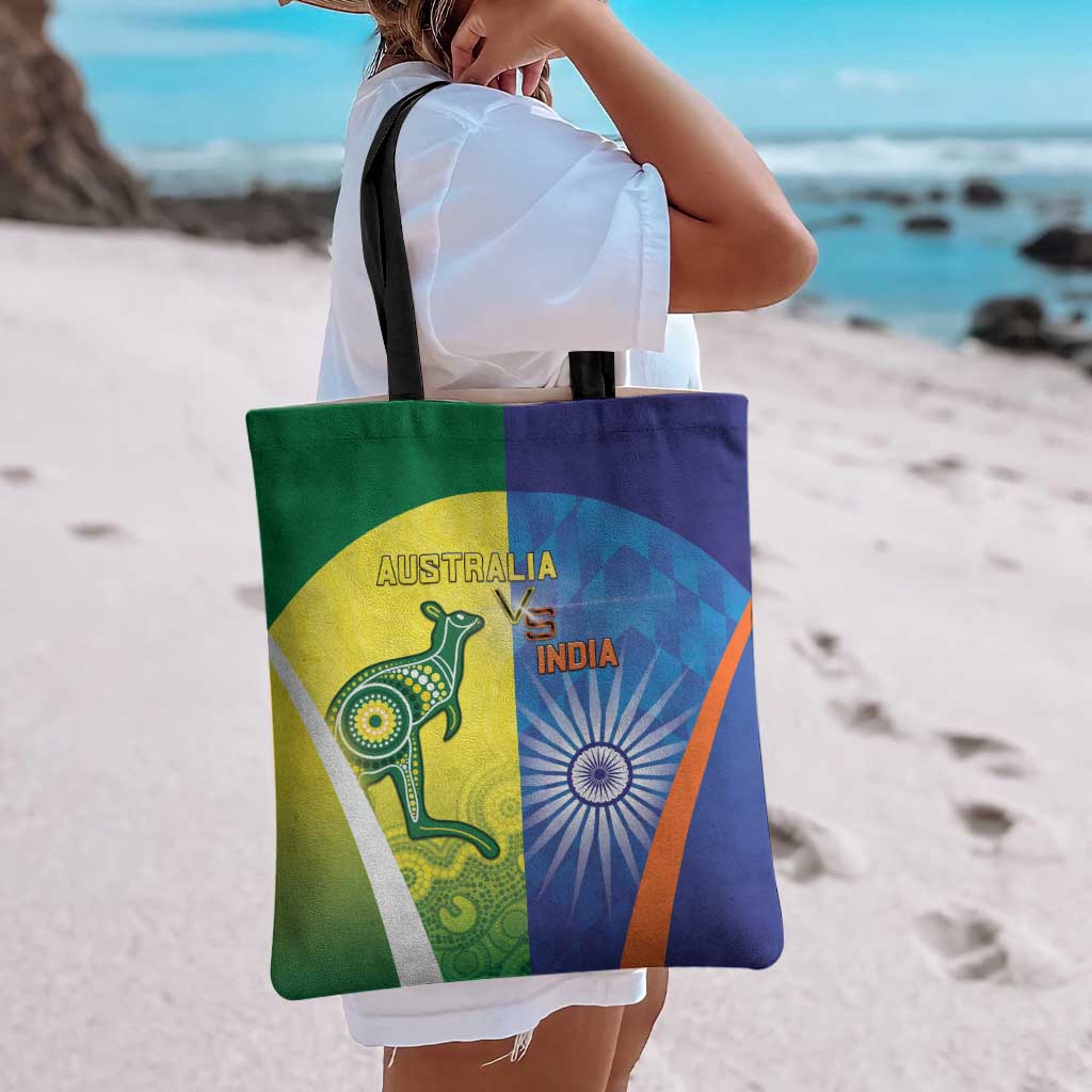Australia And India Cricket Tote Bag Ashoka Chakra With Aboriginal - Wonder Print Shop