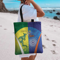 Australia And India Cricket Tote Bag Ashoka Chakra With Aboriginal - Wonder Print Shop