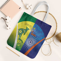 Australia And India Cricket Tote Bag Ashoka Chakra With Aboriginal - Wonder Print Shop