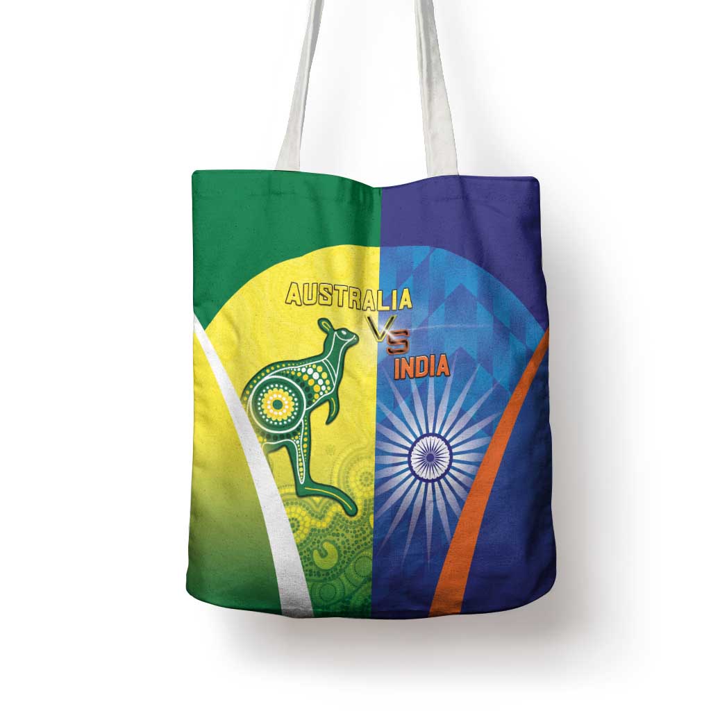 Australia And India Cricket Tote Bag Ashoka Chakra With Aboriginal - Wonder Print Shop