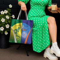 Australia And India Cricket Tote Bag Ashoka Chakra With Aboriginal - Wonder Print Shop