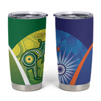 Australia And India Cricket Tumbler Cup Ashoka Chakra With Aboriginal - Wonder Print Shop