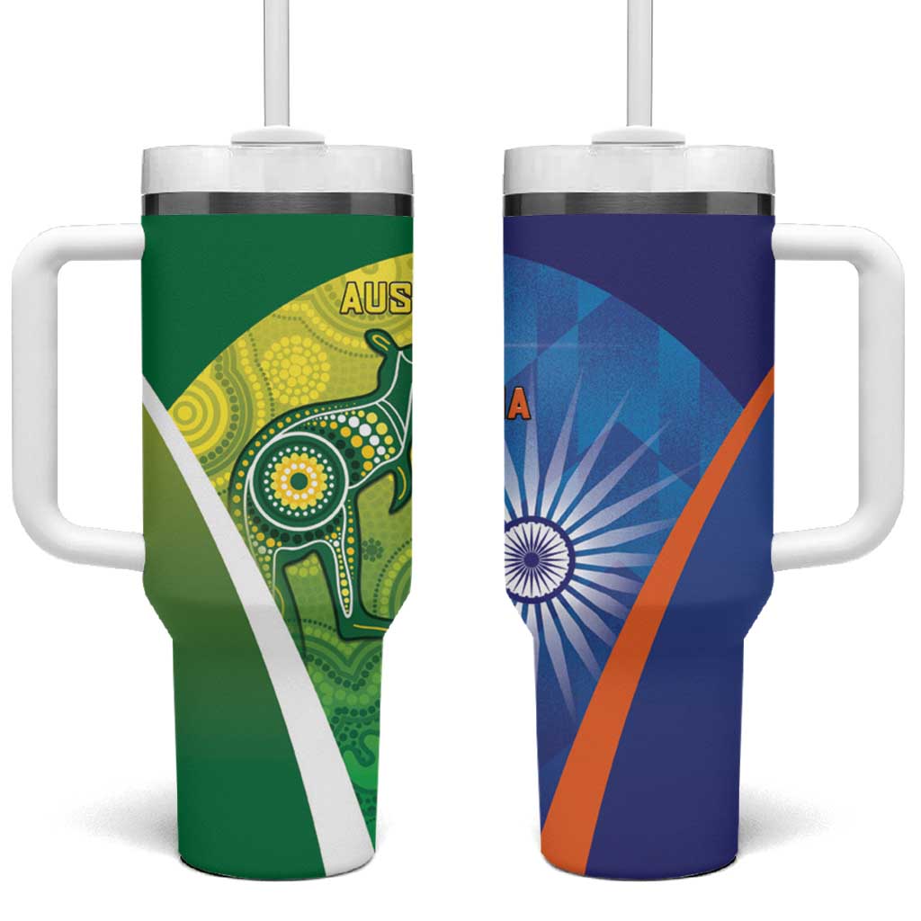 Australia And India Cricket Tumbler With Handle Ashoka Chakra With Aboriginal - Wonder Print Shop
