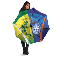 Australia And India Cricket Umbrella Ashoka Chakra With Aboriginal - Wonder Print Shop