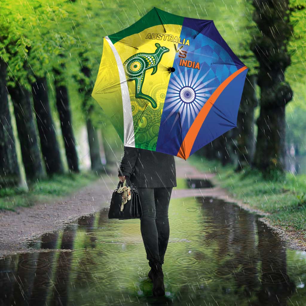 Australia And India Cricket Umbrella Ashoka Chakra With Aboriginal - Wonder Print Shop