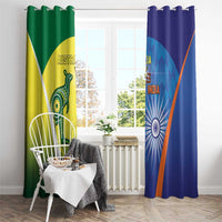 Australia And India Cricket Window Curtain Ashoka Chakra With Aboriginal - Wonder Print Shop