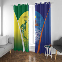 Australia And India Cricket Window Curtain Ashoka Chakra With Aboriginal - Wonder Print Shop