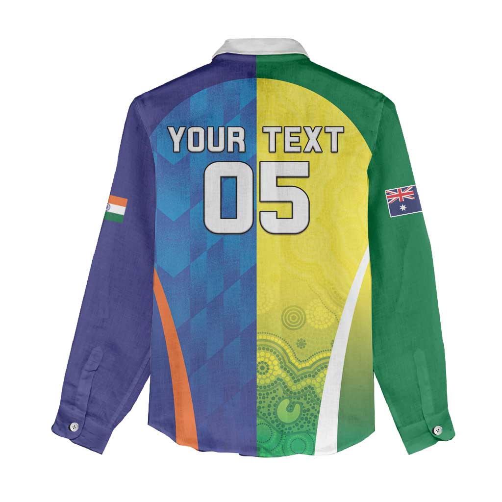 Custom Australia And India Cricket Women Casual Shirt Ashoka Chakra With Aboriginal - Wonder Print Shop