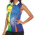 Custom Australia And India Cricket Women Sleeveless Polo Shirt Ashoka Chakra With Aboriginal - Wonder Print Shop