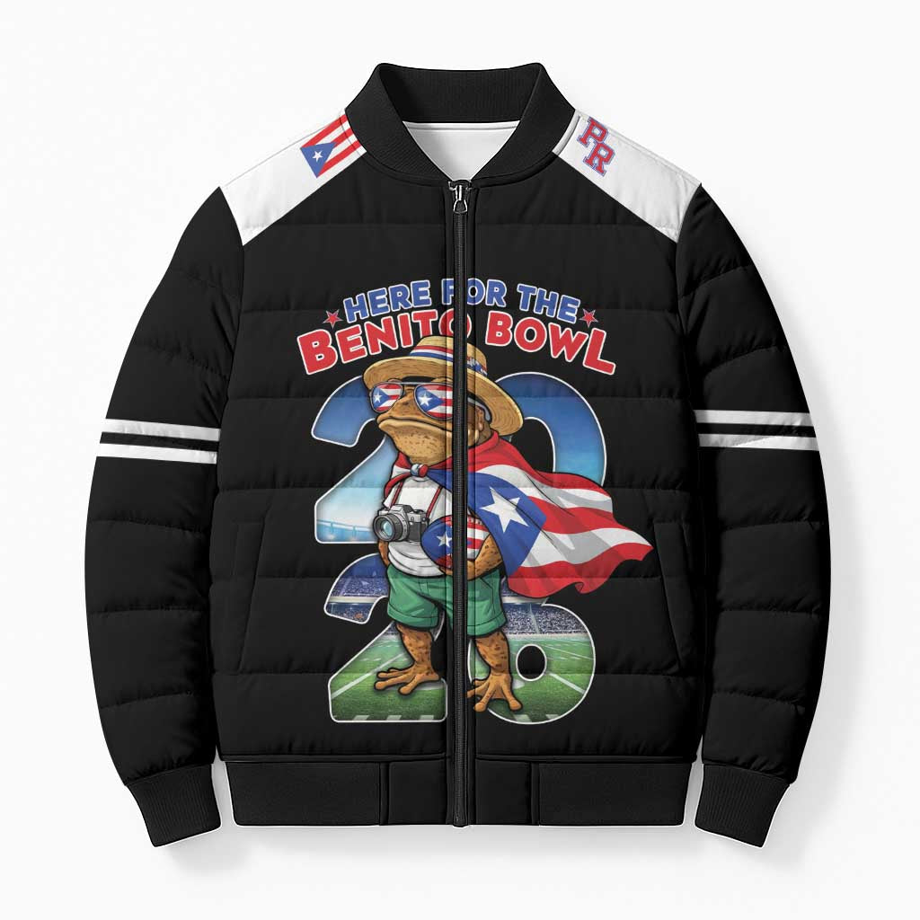 Custom Puerto Rico Coqui Frog Bomber Puffer Jacket Here For The Benito Bowl