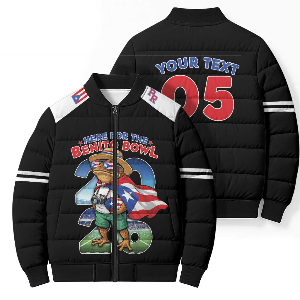 Custom Puerto Rico Coqui Frog Bomber Puffer Jacket Here For The Benito Bowl