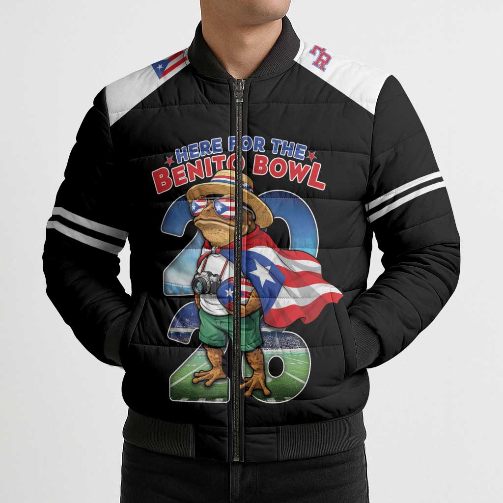 Custom Puerto Rico Coqui Frog Bomber Puffer Jacket Here For The Benito Bowl