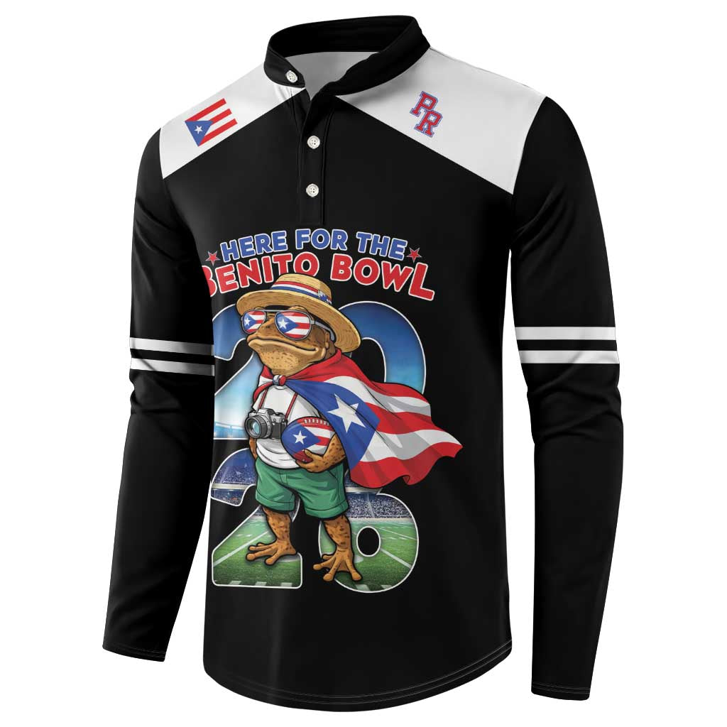 Custom Puerto Rico Coqui Frog Button Sweatshirt Here For The Benito Bowl