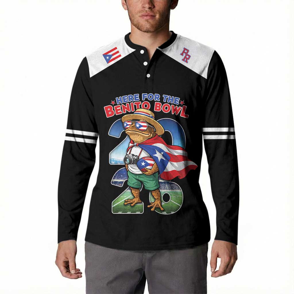 Custom Puerto Rico Coqui Frog Button Sweatshirt Here For The Benito Bowl