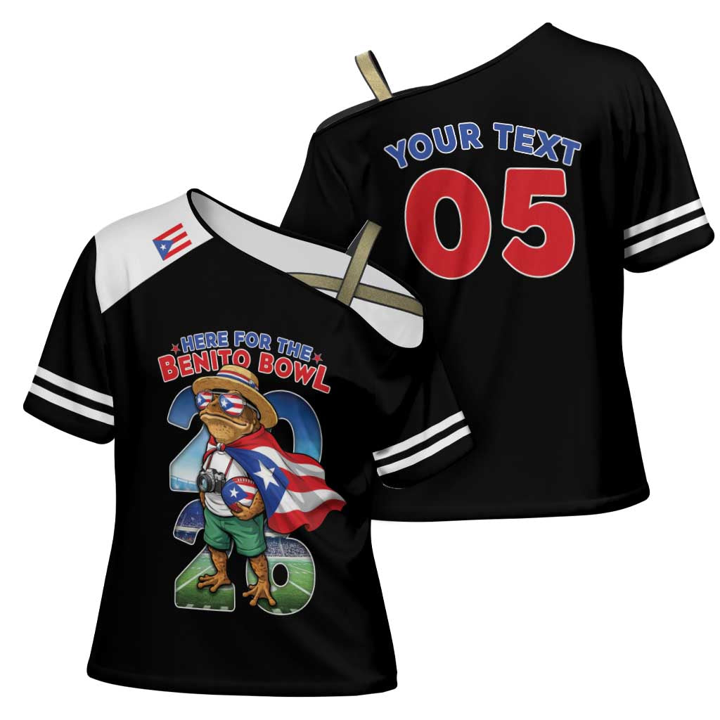 Custom Puerto Rico Coqui Frog Cross Shoulder Shirt Here For The Benito Bowl