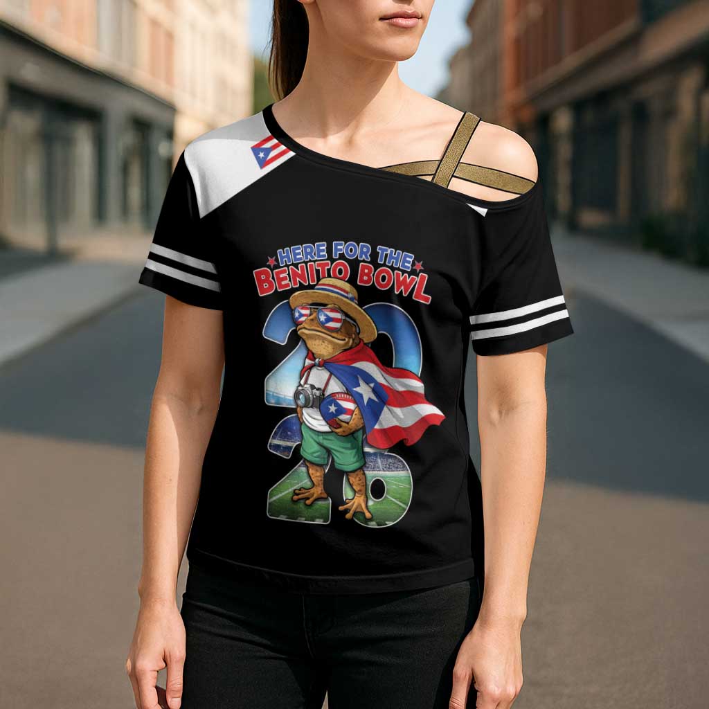 Custom Puerto Rico Coqui Frog Cross Shoulder Shirt Here For The Benito Bowl