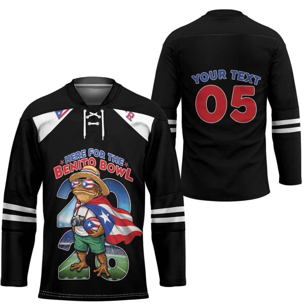 Custom Puerto Rico Coqui Frog Hockey Jersey Here For The Benito Bowl
