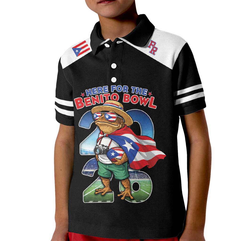 Custom Puerto Rico Coqui Frog Kid Polo Shirt Here For The Benito Bowl