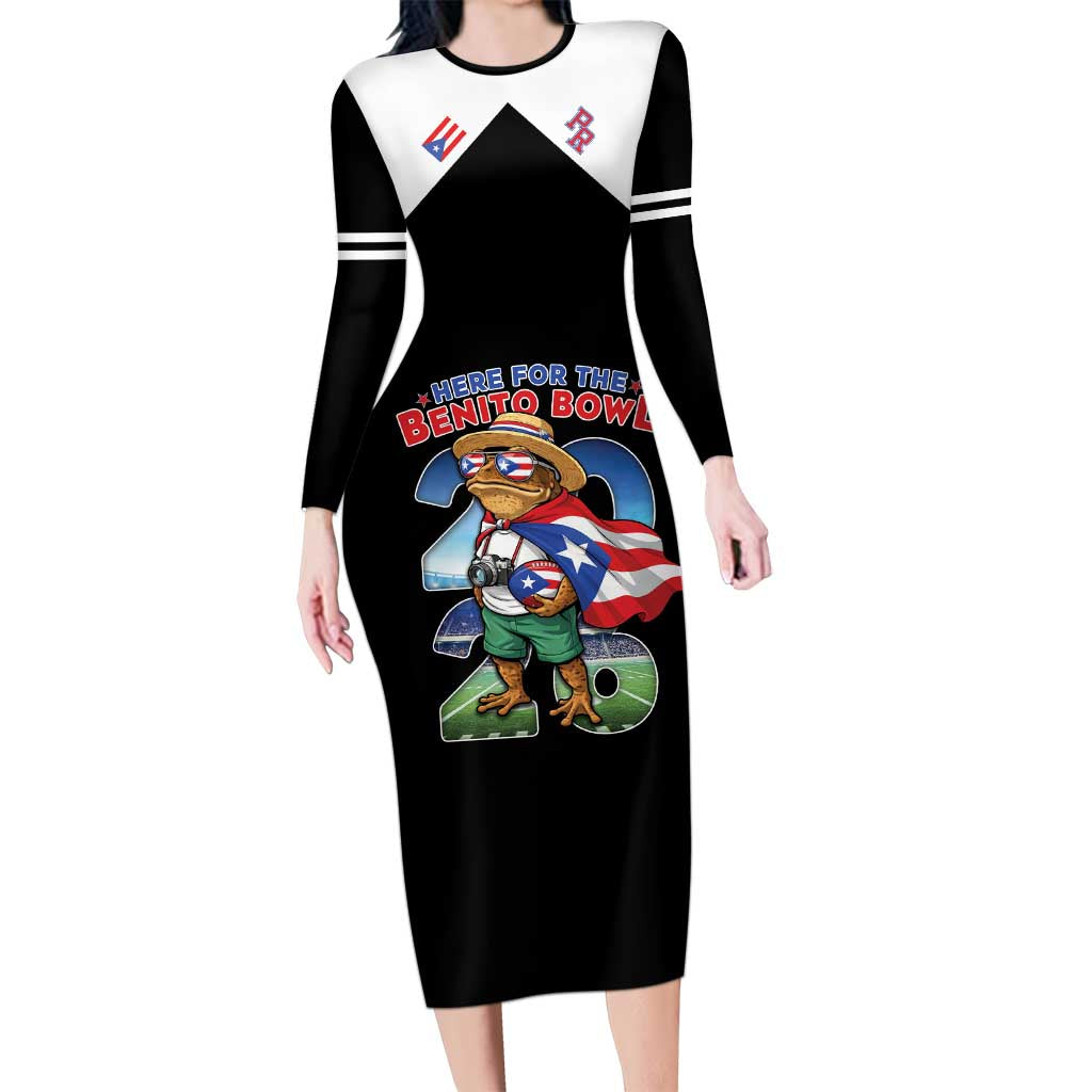 Custom Puerto Rico Coqui Frog Long Sleeve Bodycon Dress Here For The Benito Bowl