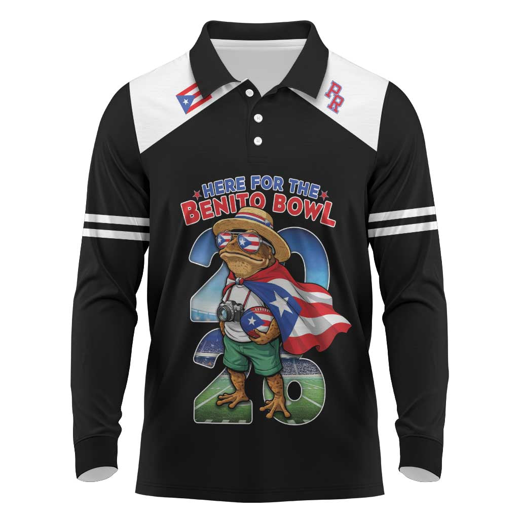 Custom Puerto Rico Coqui Frog Long Sleeve Polo Shirt Here For The Benito Bowl