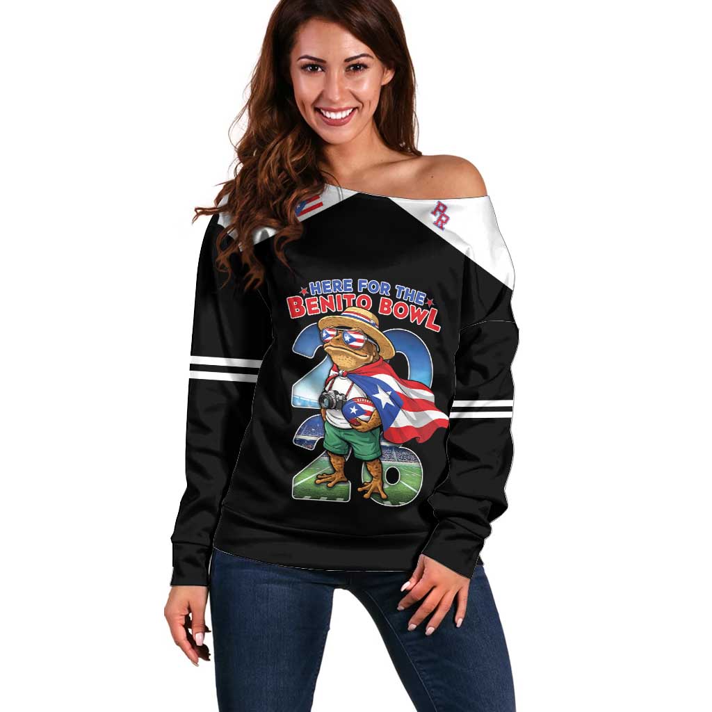Custom Puerto Rico Coqui Frog Off Shoulder Sweater Here For The Benito Bowl